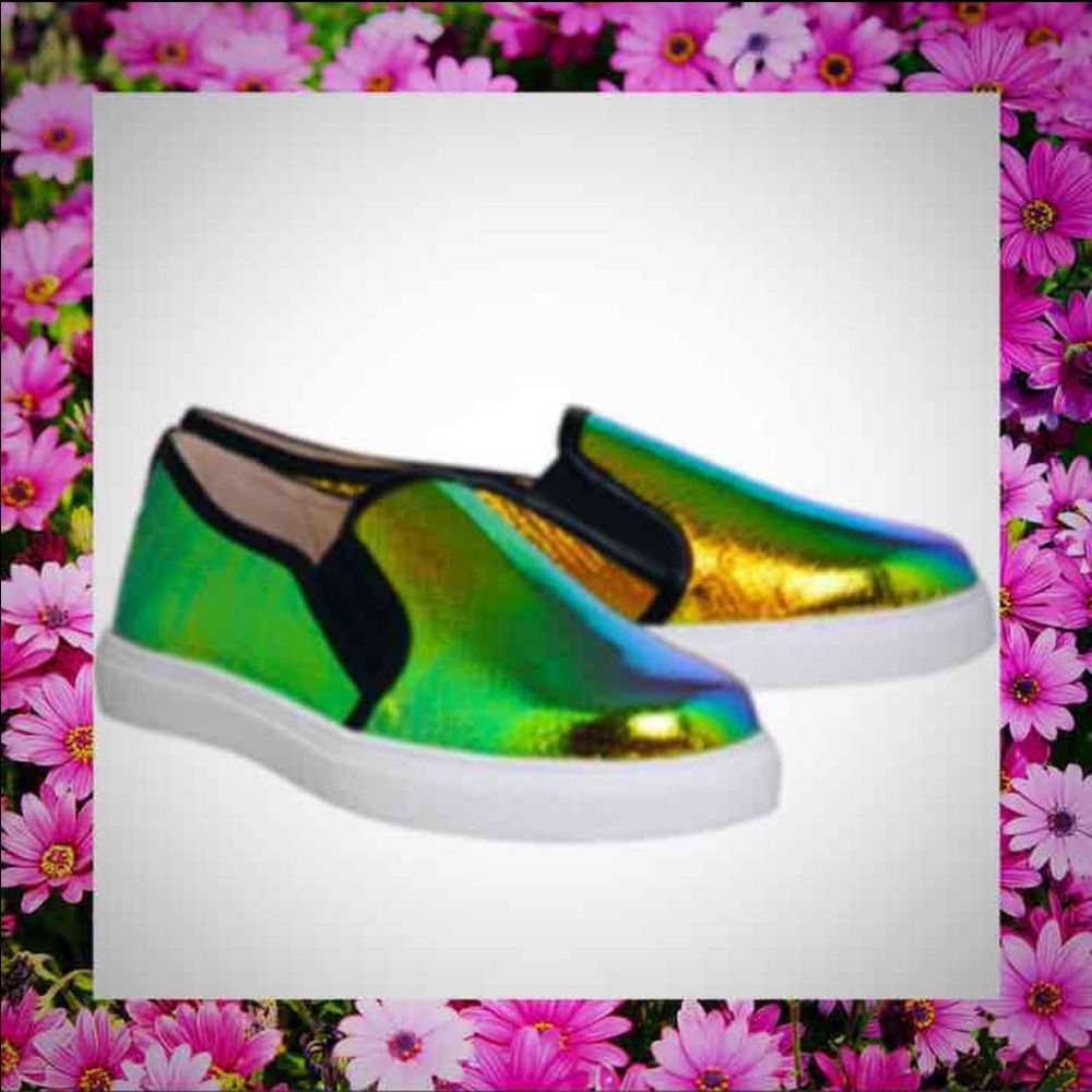 NIB holographic snake slip on shoes sneakers